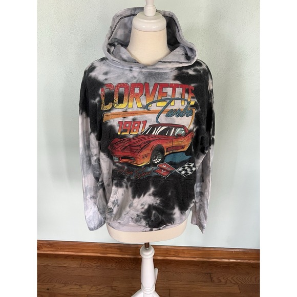 Chemistry Tops - Chemistry 1981 Corvette Turbo Tie Dye Graphic Sweater Pullover Hoodie‎ Sz M